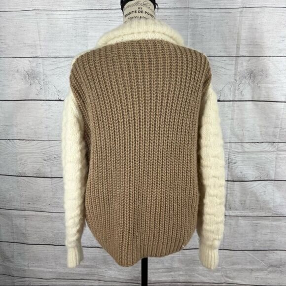 See by Chloe Alpaca Wool Zip Knit Sweater size medium cream and tan - Picture 7 of 10